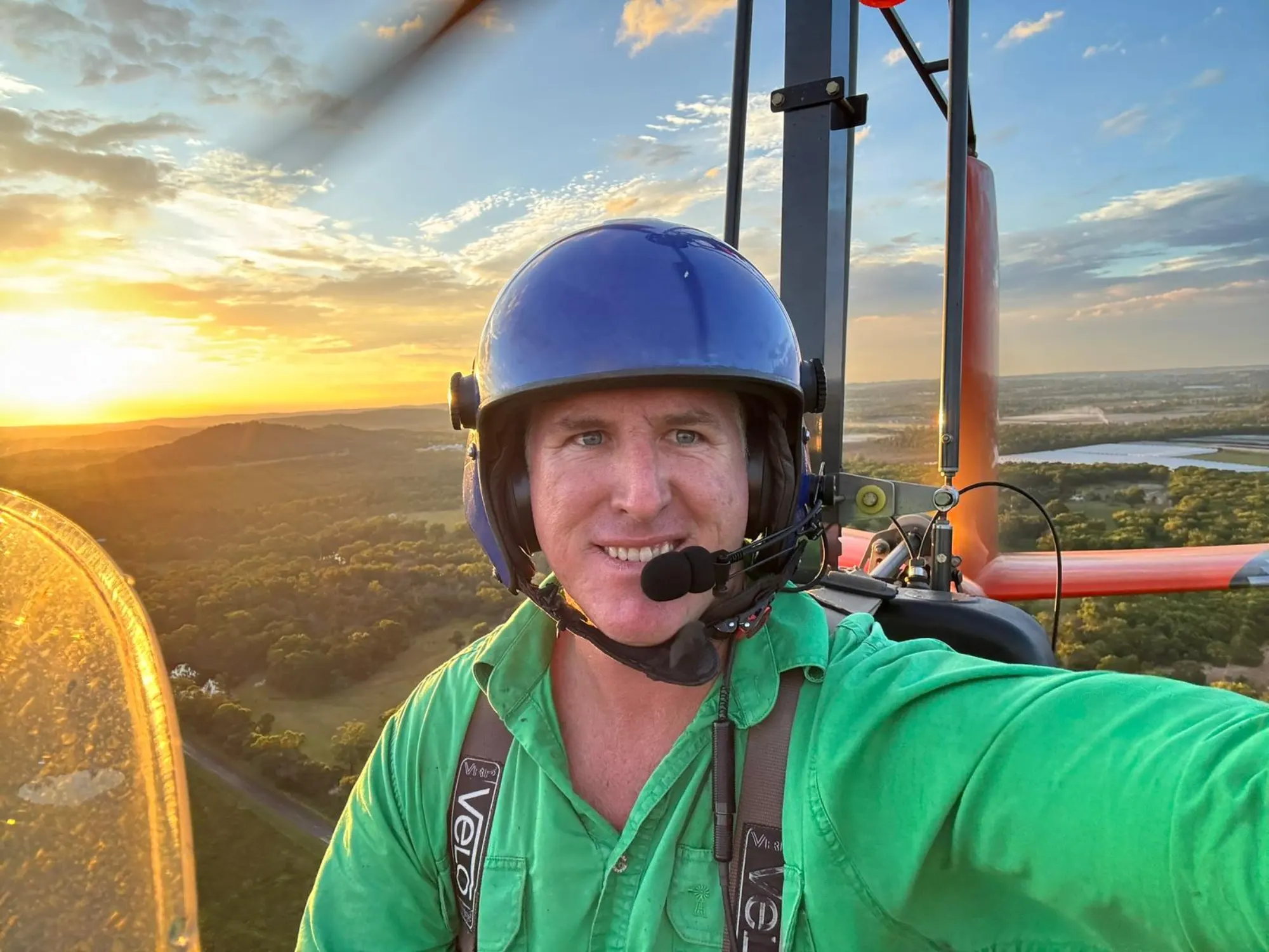 Tim flying his ultralight at sunset