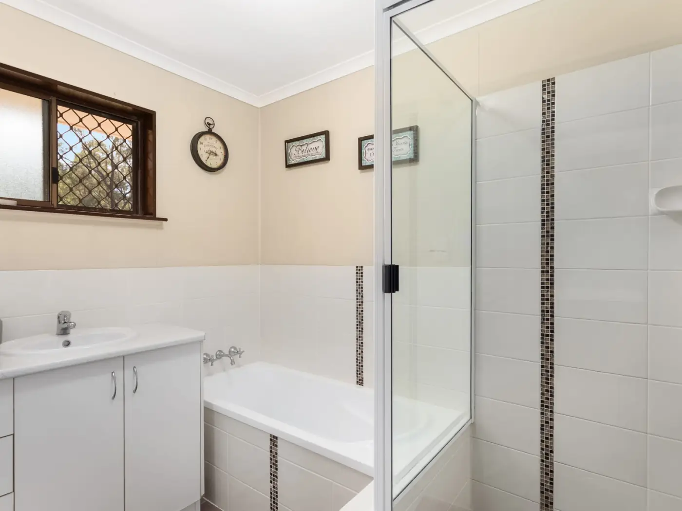 Bathroom with separate bath and shower